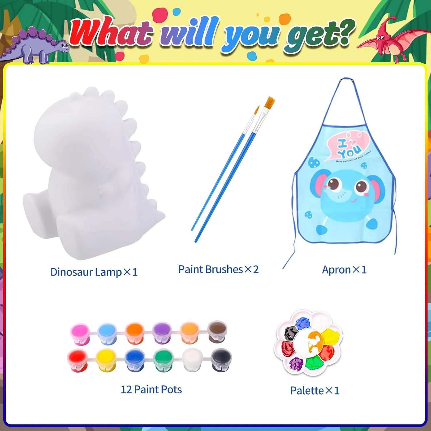 Paint Your Own Dinosaur Night Light Craft Kits, DIY Dino Lamp Art Supplies Arts and Crafts for Kids 8-12, Dinosaur Gifts for Boys Painting Kit, Creative Dinosaur Toys for Kids 4 5 6 7 8-12 Year Old