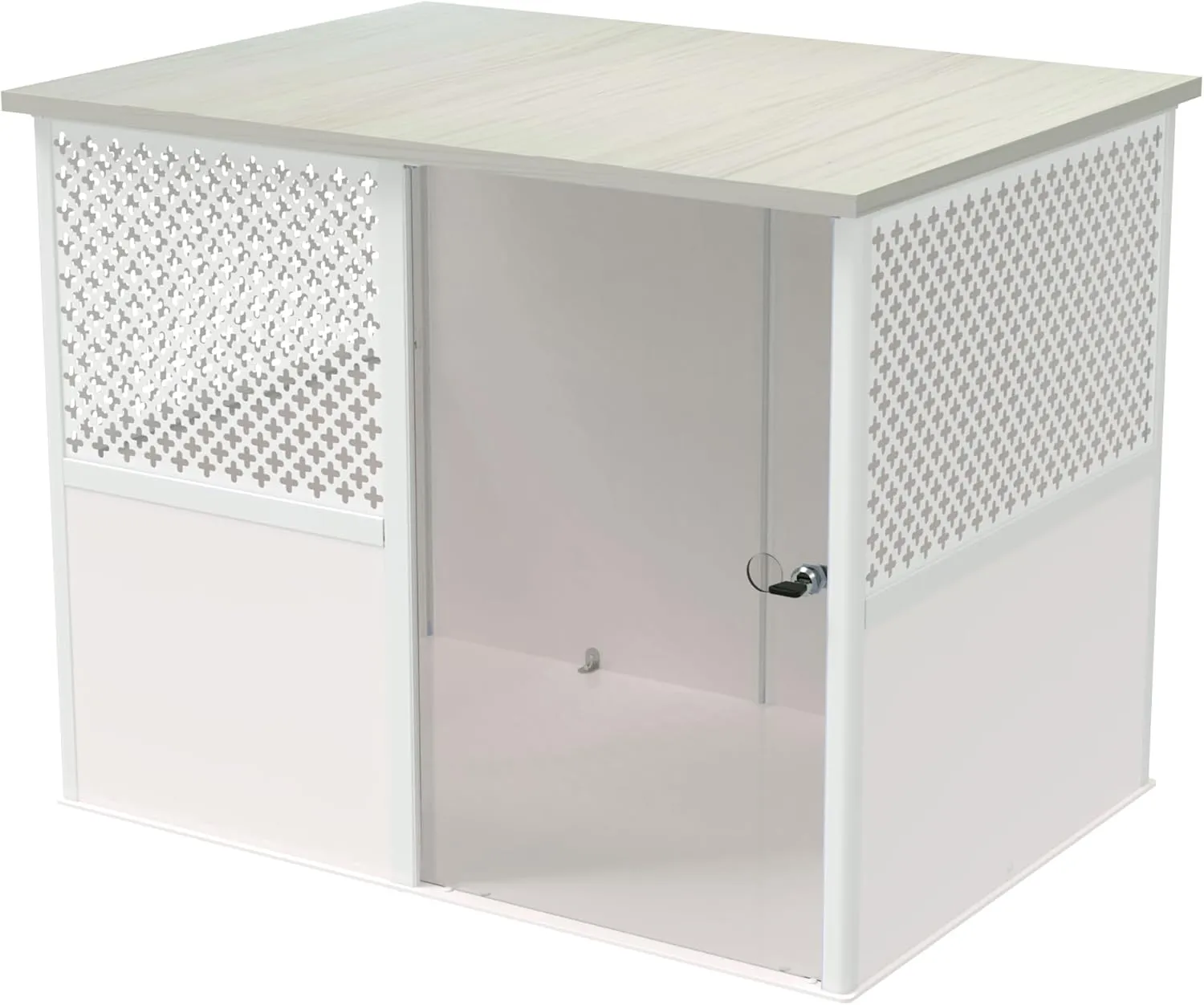 Palram Pets Niko Dog Crate for Medium Dogs, Furniture Style Dog Cage End Table, Indoor Pet Kennel with Lockable Acrylic Sliding Door
