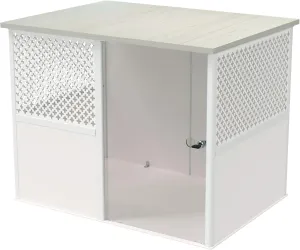 Palram Pets Niko Dog Crate for Medium Dogs, Furniture Style Dog Cage End Table, Indoor Pet Kennel with Lockable Acrylic Sliding Door