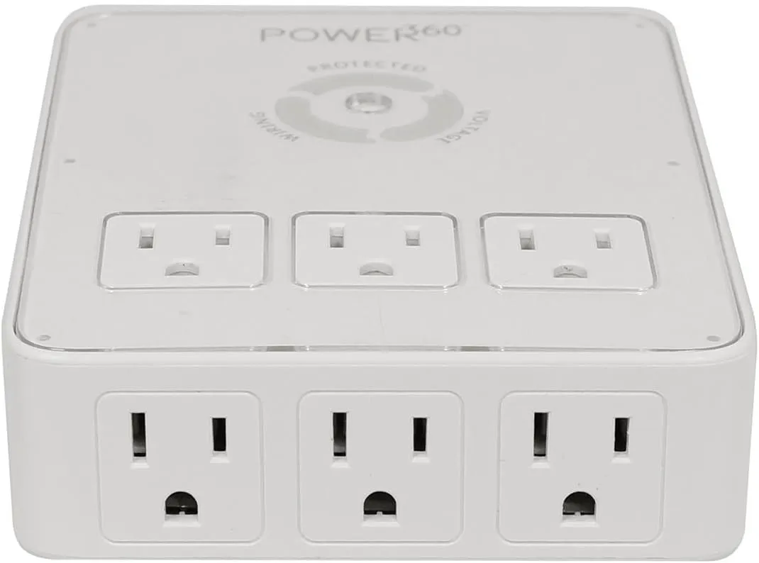 Panamax P360 Dock 6-Outlet Wall Tap/Charging Station, White, 6.8" x 2.9" x 5"