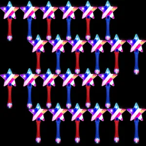Patriotic Star Light up Wands Veterans Day US Flag Glow Stick Light up Sticks for Party Led Glow Wands Three Modes Changing Glow Party Supplies for Patriotic Day Party Decorations(6 Pieces)