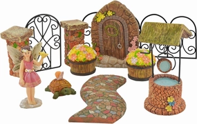 Pebble Lane Polyresin Fairy Garden Kit (11-Piece)