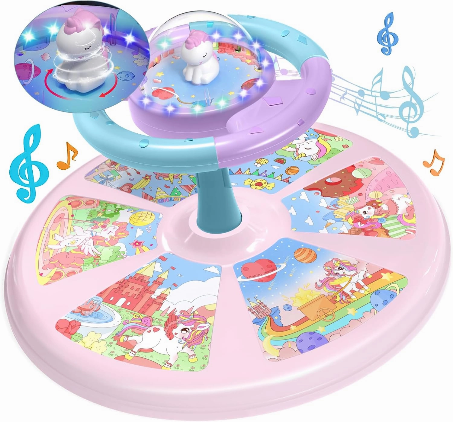PERRYHOME Unicorn Twist Sit and Spin Toys for Toddlers 18  Months, 360° Spin Twister Twist with 4 Game Modes LED Light and Built-in BGM