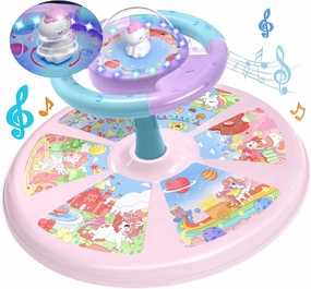 PERRYHOME Unicorn Twist Sit and Spin Toys for Toddlers 18  Months, 360° Spin Twister Twist with 4 Game Modes LED Light and Built-in BGM