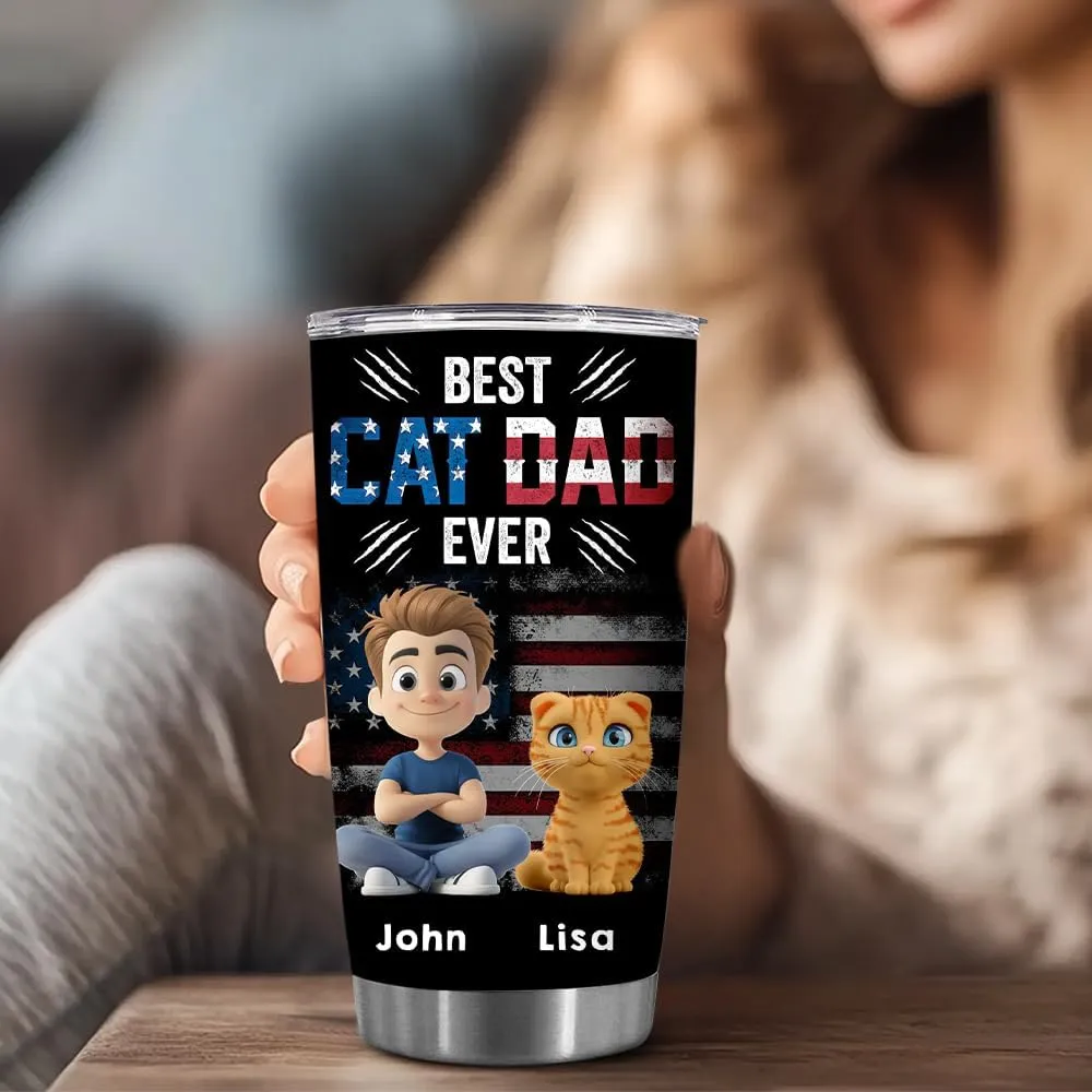 Personalized Cat Dad Mug - Best Cat Dad Ever - Fathers Day, Birthday Gift For Dads, Father - Mug With Custom Name And Avatar - Gifts Idea For Cats Lover, Fur Dads