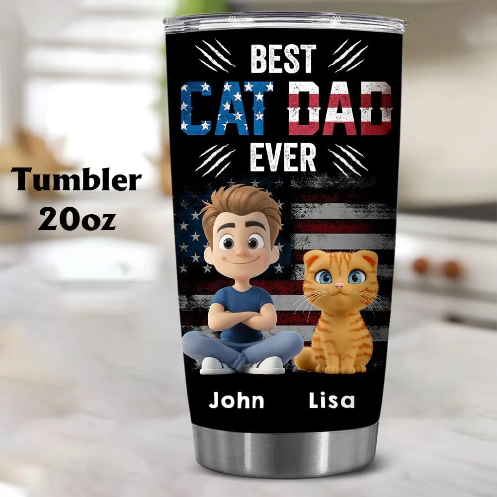 Personalized Cat Dad Mug - Best Cat Dad Ever - Fathers Day, Birthday Gift For Dads, Father - Mug With Custom Name And Avatar - Gifts Idea For Cats Lover, Fur Dads