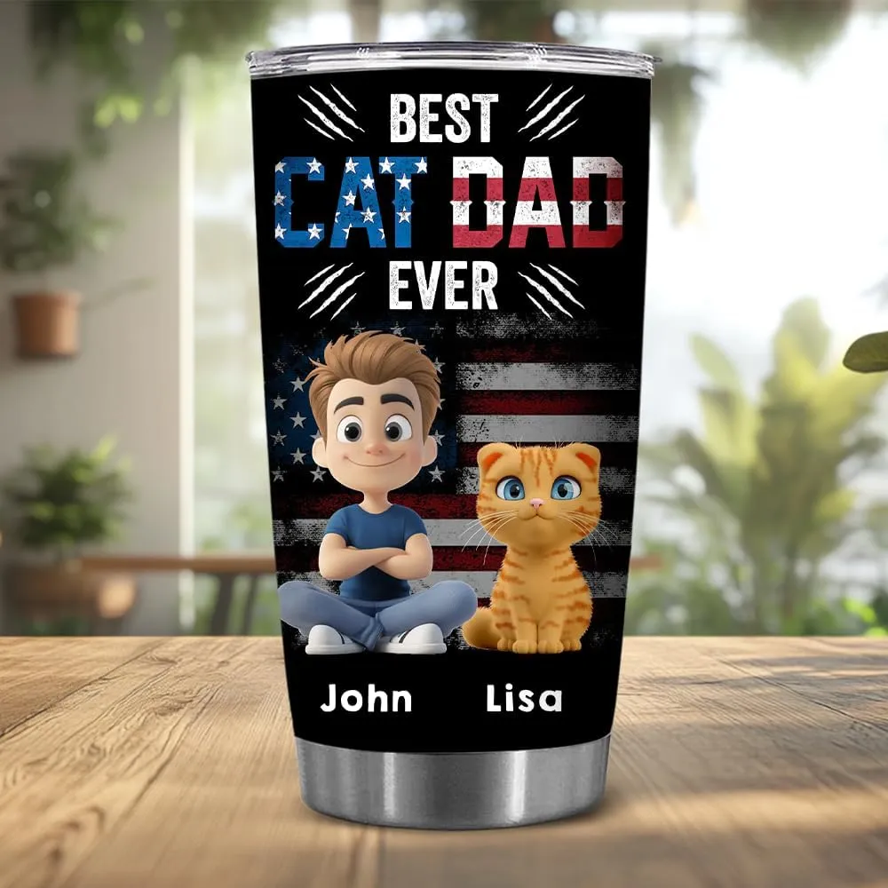 Personalized Cat Dad Mug - Best Cat Dad Ever - Fathers Day, Birthday Gift For Dads, Father - Mug With Custom Name And Avatar - Gifts Idea For Cats Lover, Fur Dads