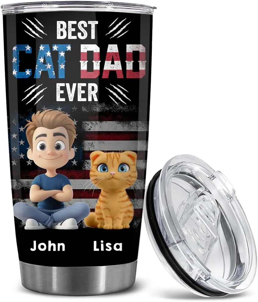 Personalized Cat Dad Mug - Best Cat Dad Ever - Fathers Day, Birthday Gift For Dads, Father - Mug With Custom Name And Avatar - Gifts Idea For Cats Lover, Fur Dads