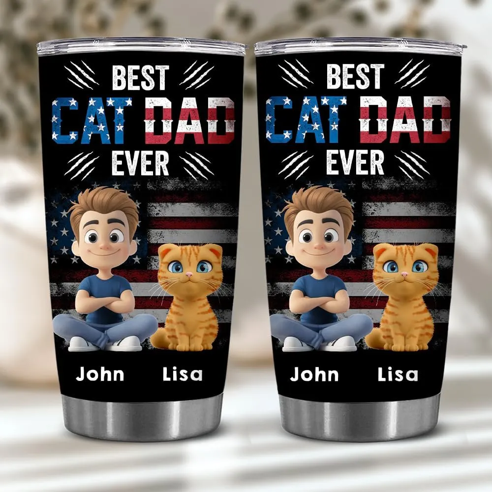 Personalized Cat Dad Mug - Best Cat Dad Ever - Fathers Day, Birthday Gift For Dads, Father - Mug With Custom Name And Avatar - Gifts Idea For Cats Lover, Fur Dads