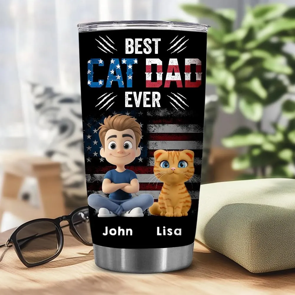 Personalized Cat Dad Mug - Best Cat Dad Ever - Fathers Day, Birthday Gift For Dads, Father - Mug With Custom Name And Avatar - Gifts Idea For Cats Lover, Fur Dads