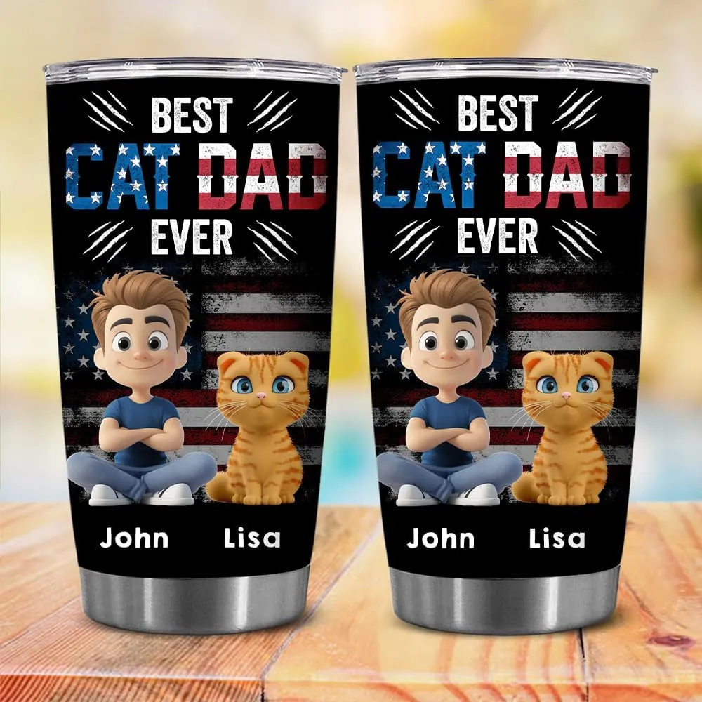 Personalized Cat Dad Mug - Best Cat Dad Ever - Fathers Day, Birthday Gift For Dads, Father - Mug With Custom Name And Avatar - Gifts Idea For Cats Lover, Fur Dads