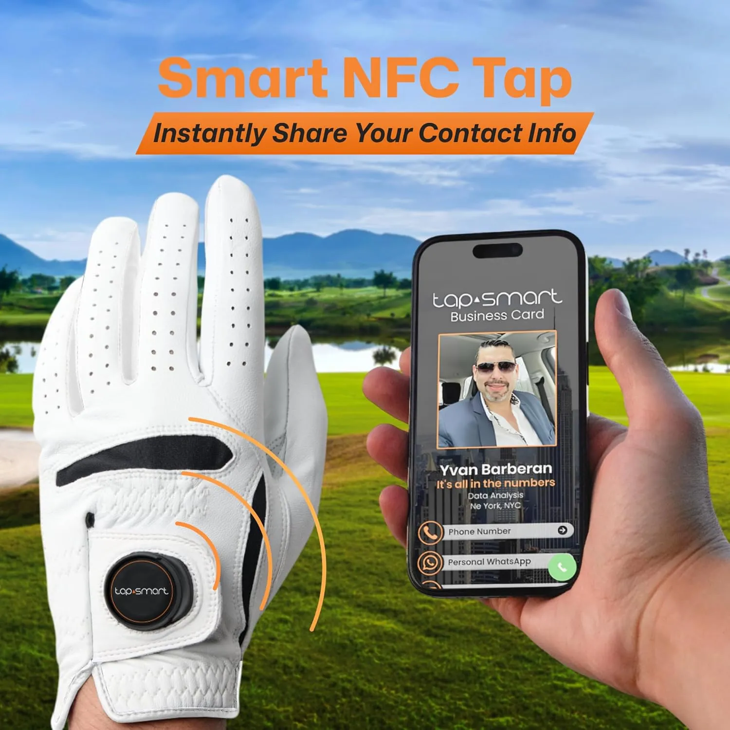 Personalized Golf Glove for Men – Left Hand Golf Gloves with Smart NFC Technology, Custom Name or Logo – Premium Mens Golf Glove for Left-Handed Golfers – Durable, Comfortable Fit
