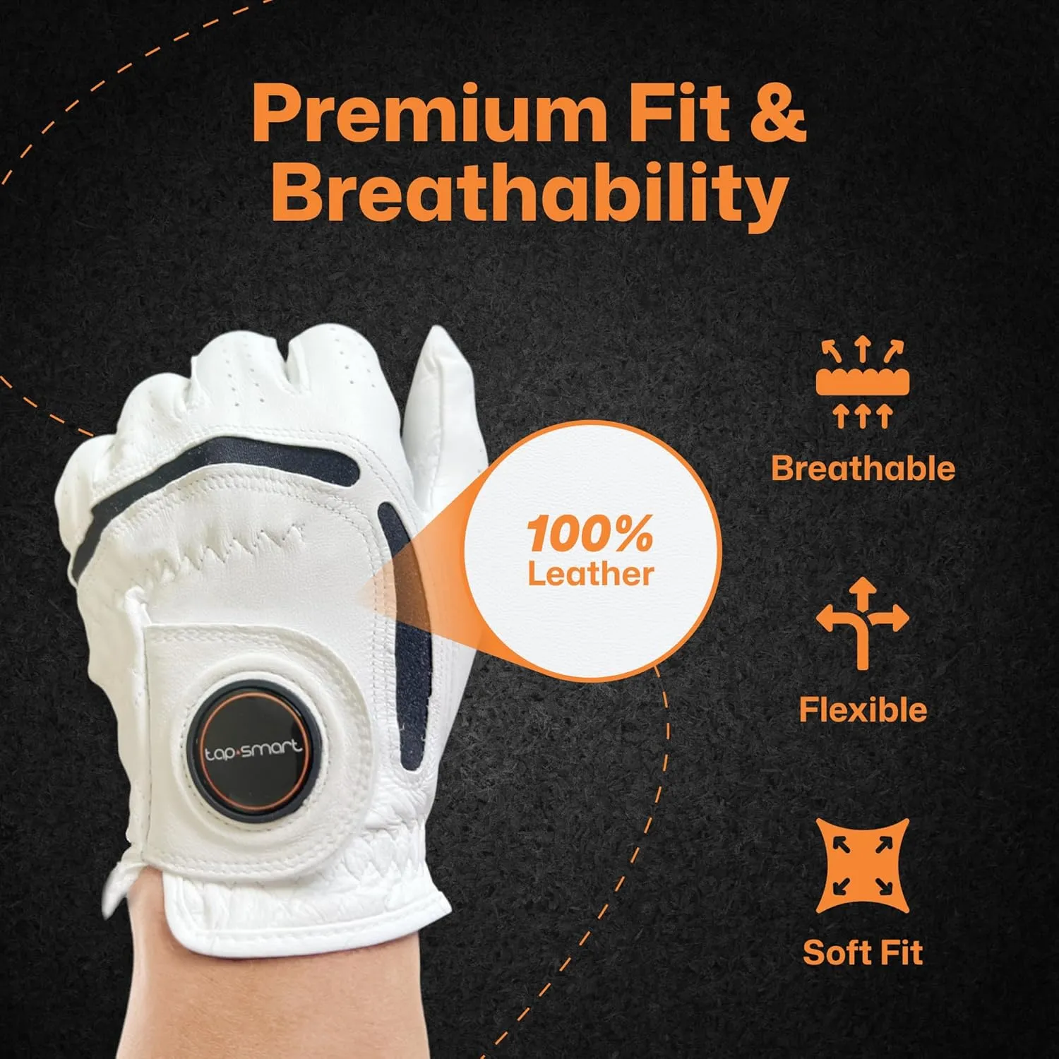 Personalized Golf Glove for Men – Left Hand Golf Gloves with Smart NFC Technology, Custom Name or Logo – Premium Mens Golf Glove for Left-Handed Golfers – Durable, Comfortable Fit