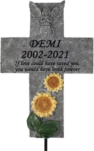 Personalized Pet Cross Memorial Stones for Dogs or Cats, Custom Dog Grave Markers Garden Loss Stones Headstones, Sympathy Pet Cross Memorial Gift Loss Gift for Dog or Cat Outdoors