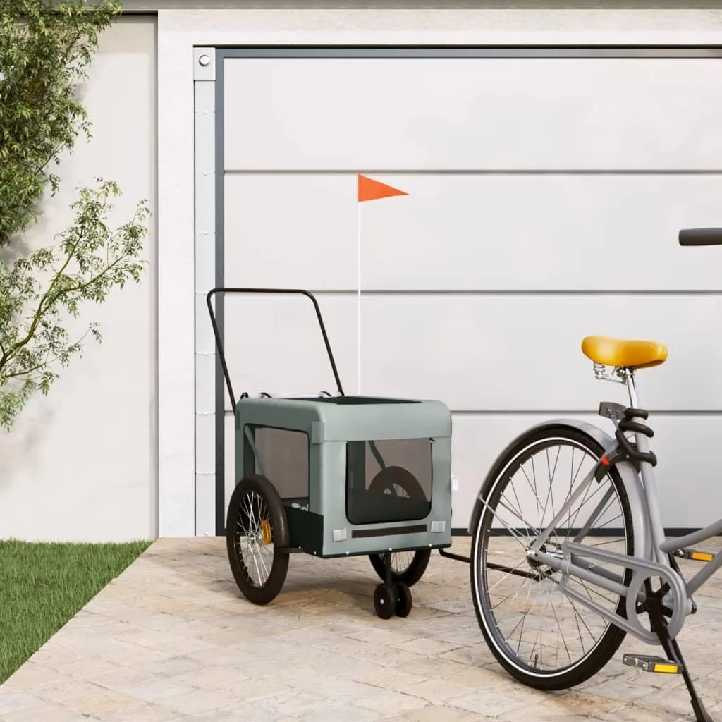 Pet Bike Trailer for Comfort and Safety During Outdoor Adventures, Durable Fabric and Iron, Convenient for Pets and Gear, Gray and Black