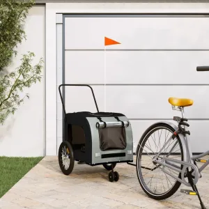 Pet Bike Trailer for Comfortable Journeys, Durable Fabric and Iron with Enhanced Safety Features, Black and Gray