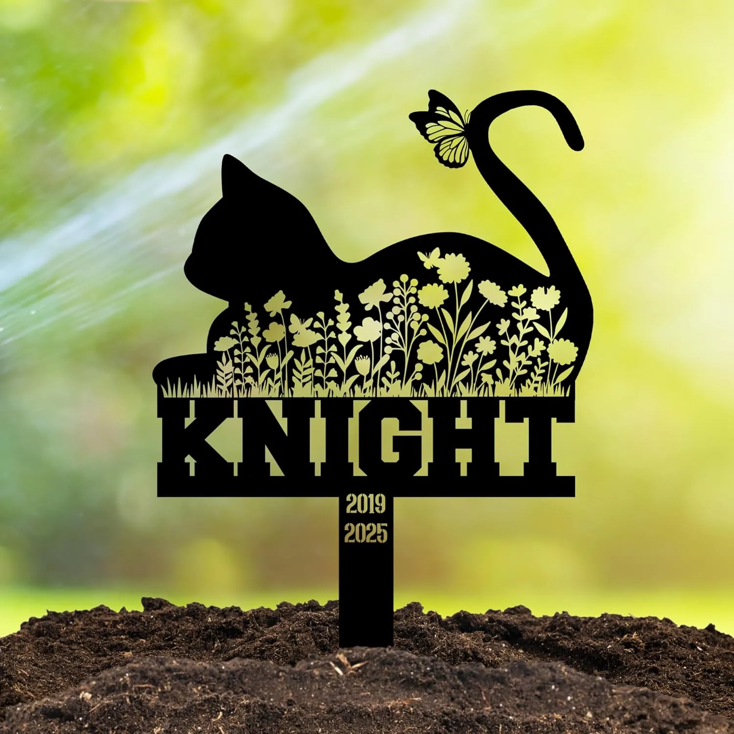 Pet Cemetery Cat Grave Marker – Personalized Outdoor Cat Headstone, Custom Name & Lifespan Dates Pet Grave Markers, Available in Multiple Styles and Colors