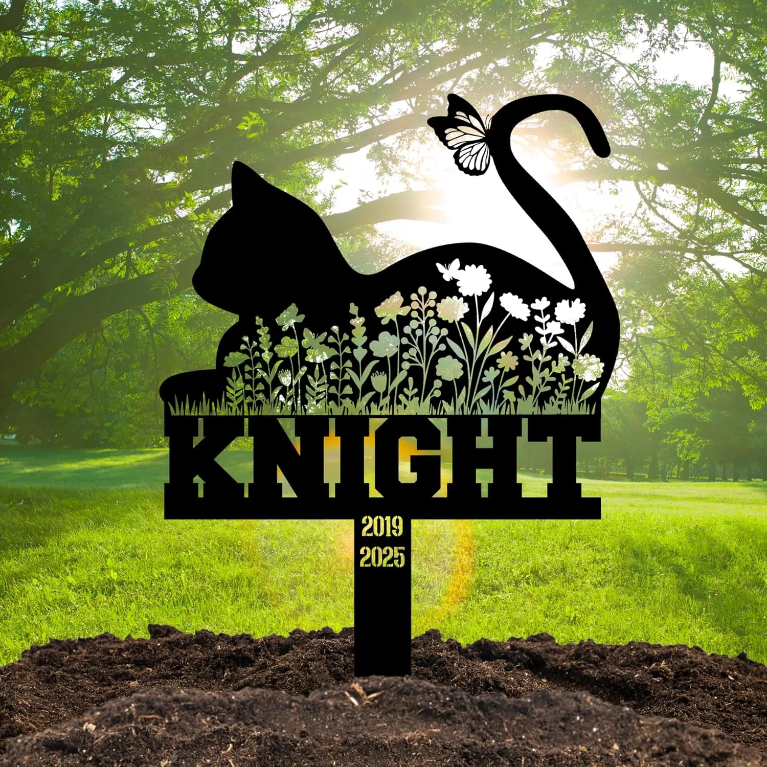 Pet Cemetery Cat Grave Marker – Personalized Outdoor Cat Headstone, Custom Name & Lifespan Dates Pet Grave Markers, Available in Multiple Styles and Colors