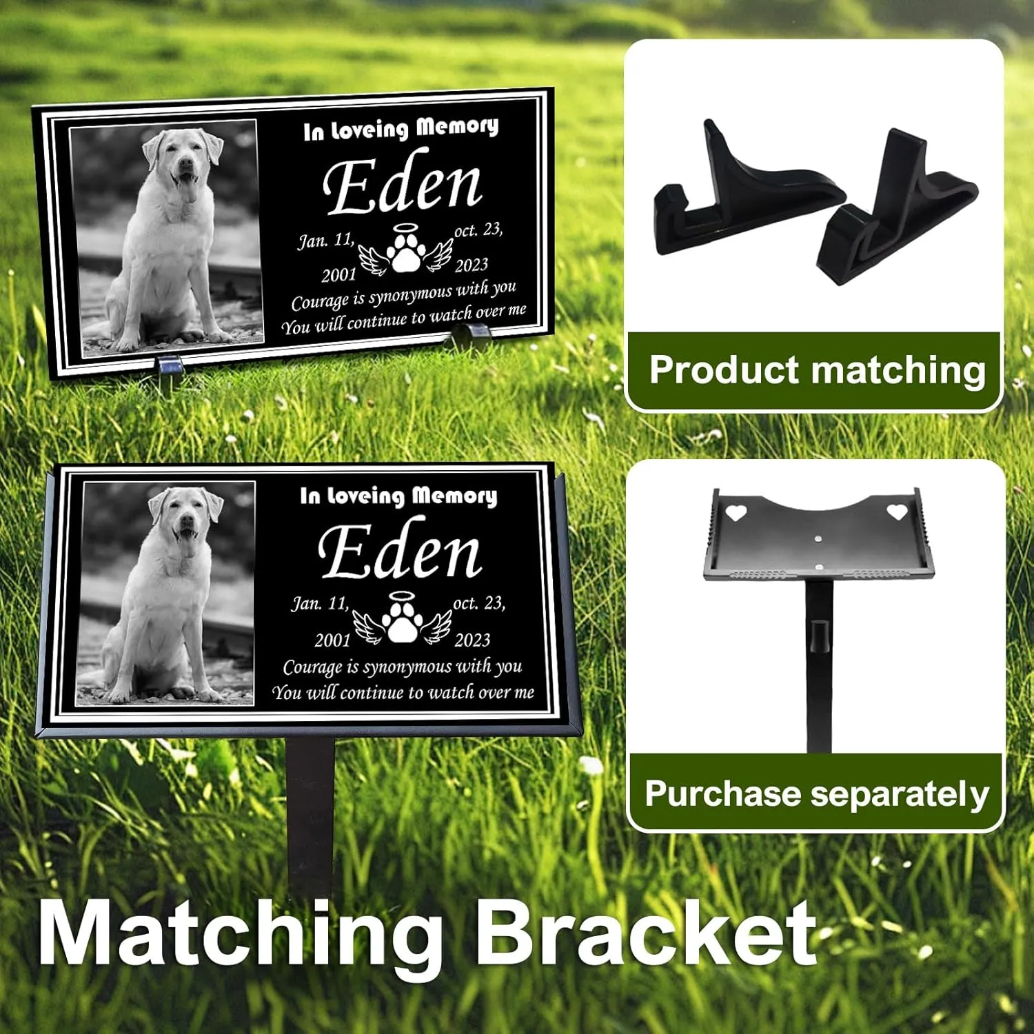 Pet Memorial Stone for Dogs & Cats - Personalized Black Granite Dog Headstone Plaques for Outdoor Engraved Cat Grave Markers with Photo, Animal Memorial Garden Memory Stones Tombstone (Big Pet)