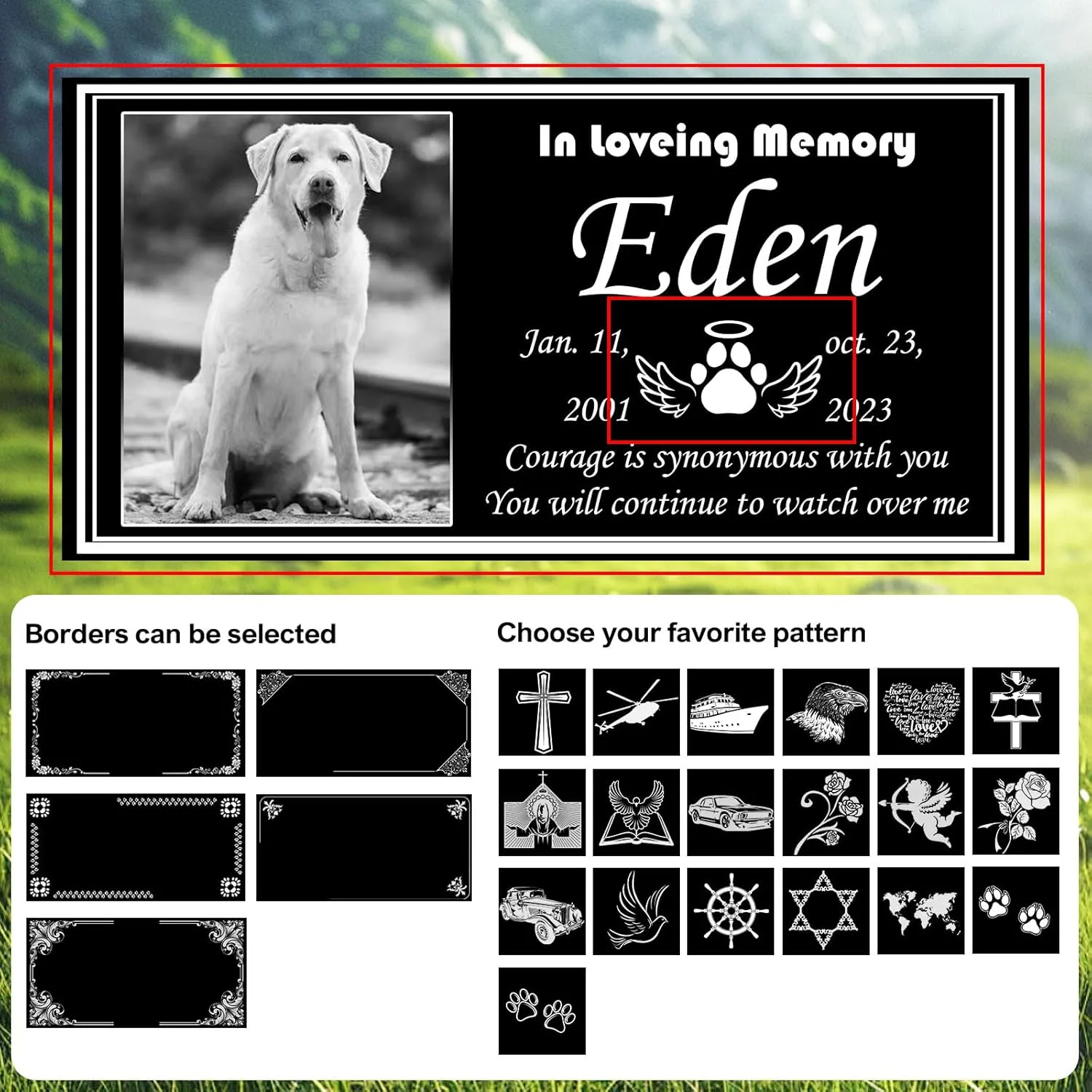 Pet Memorial Stone for Dogs & Cats - Personalized Black Granite Dog Headstone Plaques for Outdoor Engraved Cat Grave Markers with Photo, Animal Memorial Garden Memory Stones Tombstone (Big Pet)