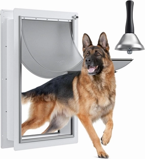 Pet Door for Wall Upgrade 2.0 with Secure Aluminum Lock, Steel Frame & Telescoping Tunnel, Double Silicone Flaps Dog Doggy Door and Cat Door for All Pets, Strong & Durable (Pets Up to 220 Lb) -XLarge