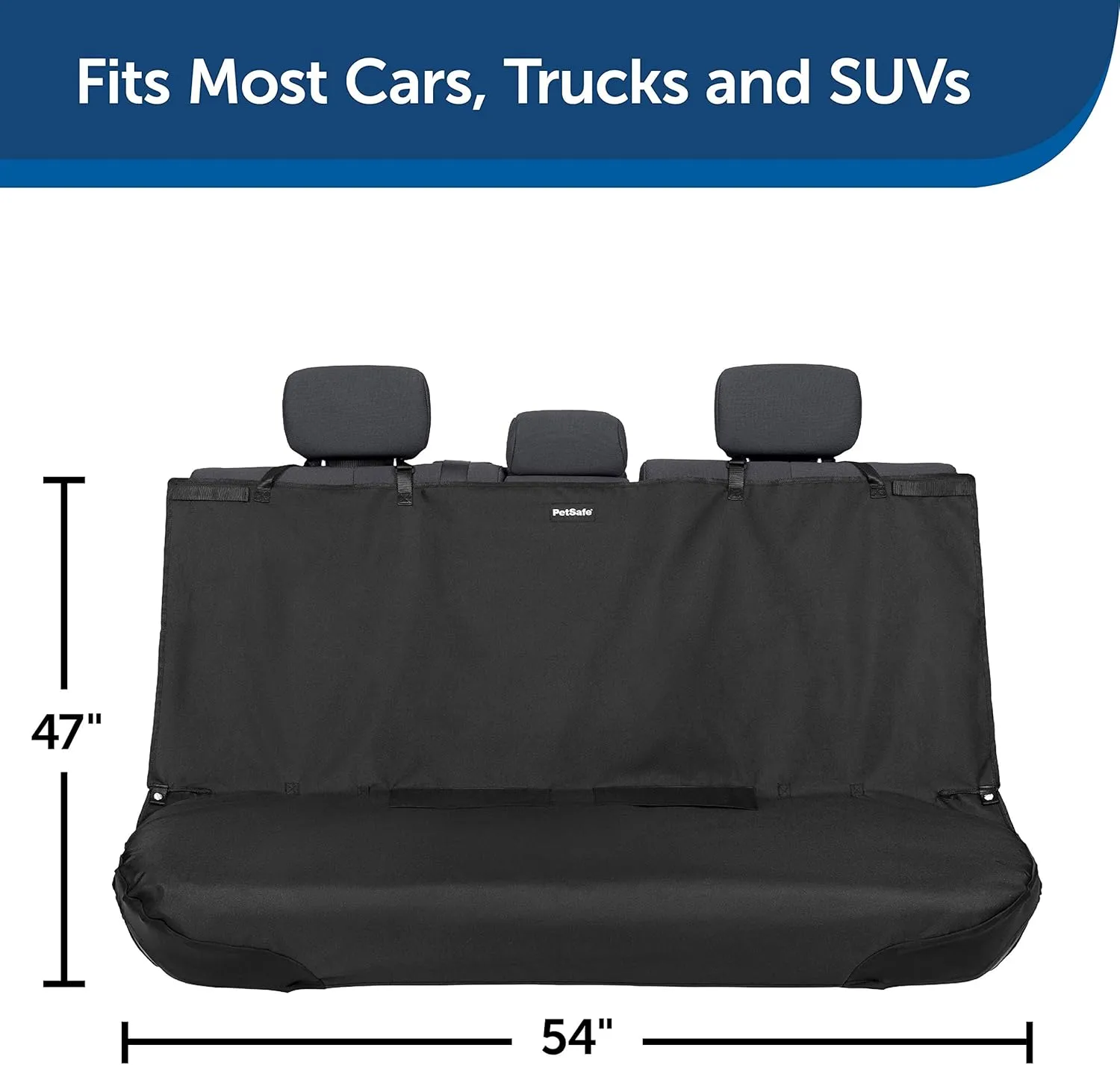 PetSafe Happy Ride Bench Seat Cover - Fits Cars, Trucks, Minivans and SUVs - Waterproof Area Protection - Durable Vehicle Seat Protector - Black