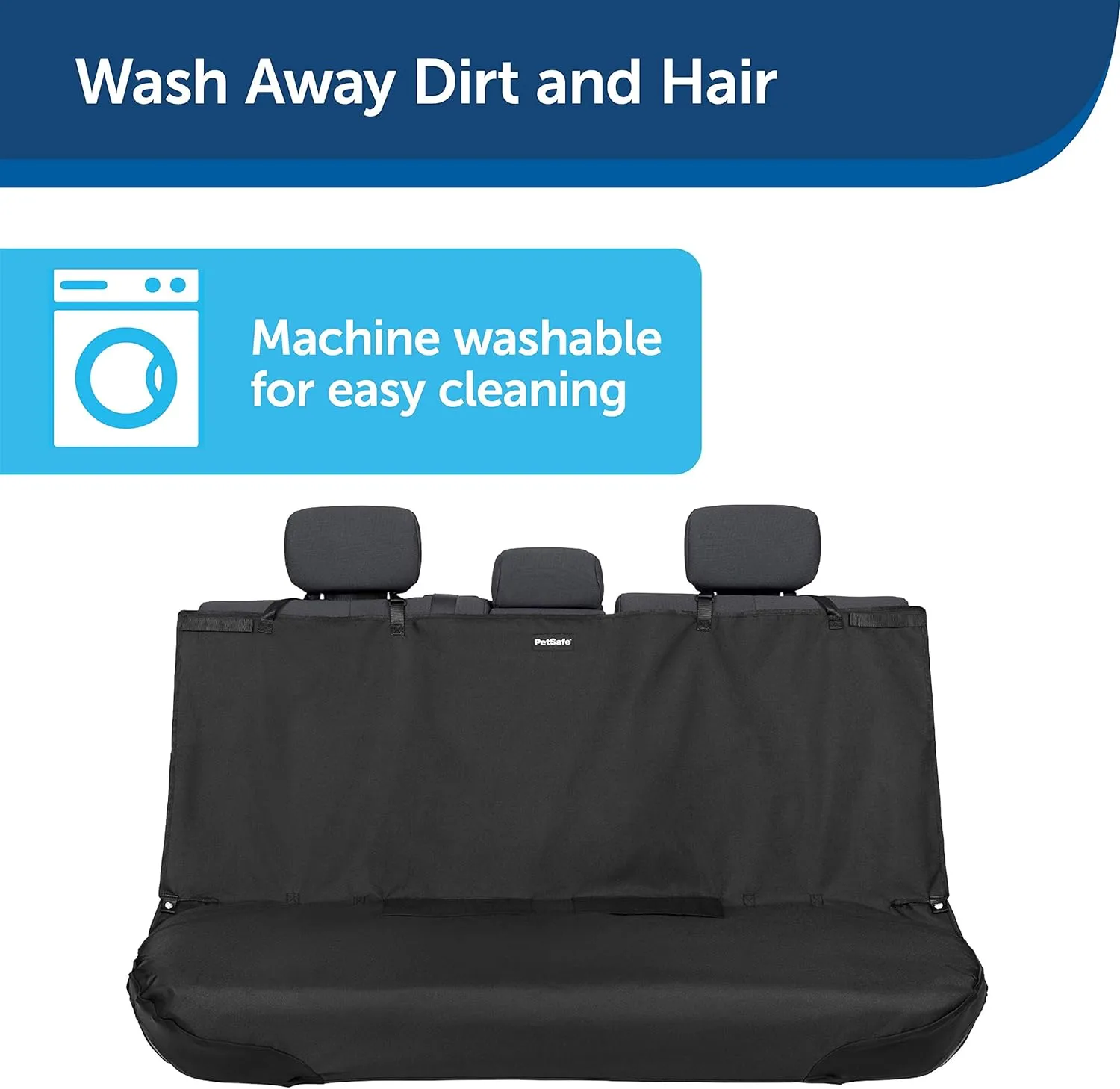 PetSafe Happy Ride Bench Seat Cover - Fits Cars, Trucks, Minivans and SUVs - Waterproof Area Protection - Durable Vehicle Seat Protector - Black