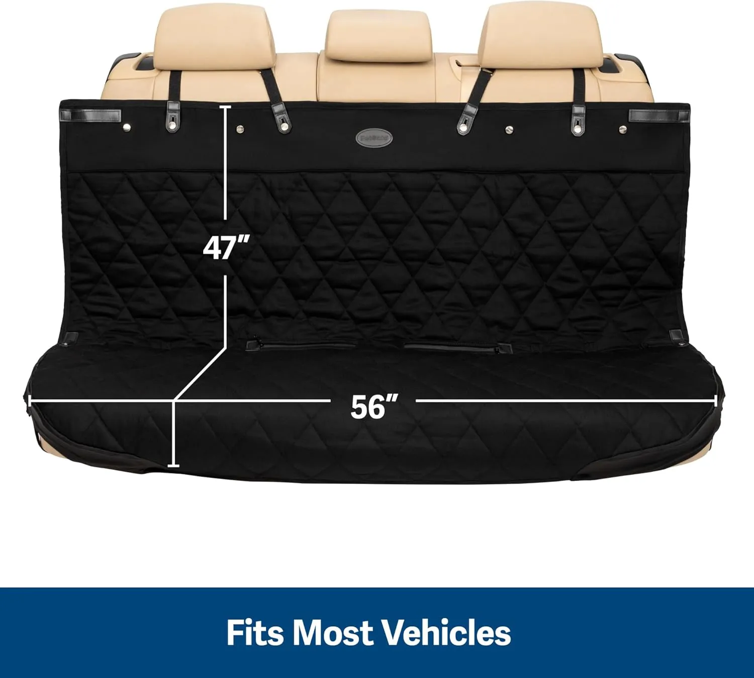 PetSafe Happy Ride Quilted Bench Seat Cover – Waterproof and Durable – Machine Washable – Fits Most Cars, Trucks and SUVs – Backseat Protection for Pet Paws, Scratches and Dog Hair