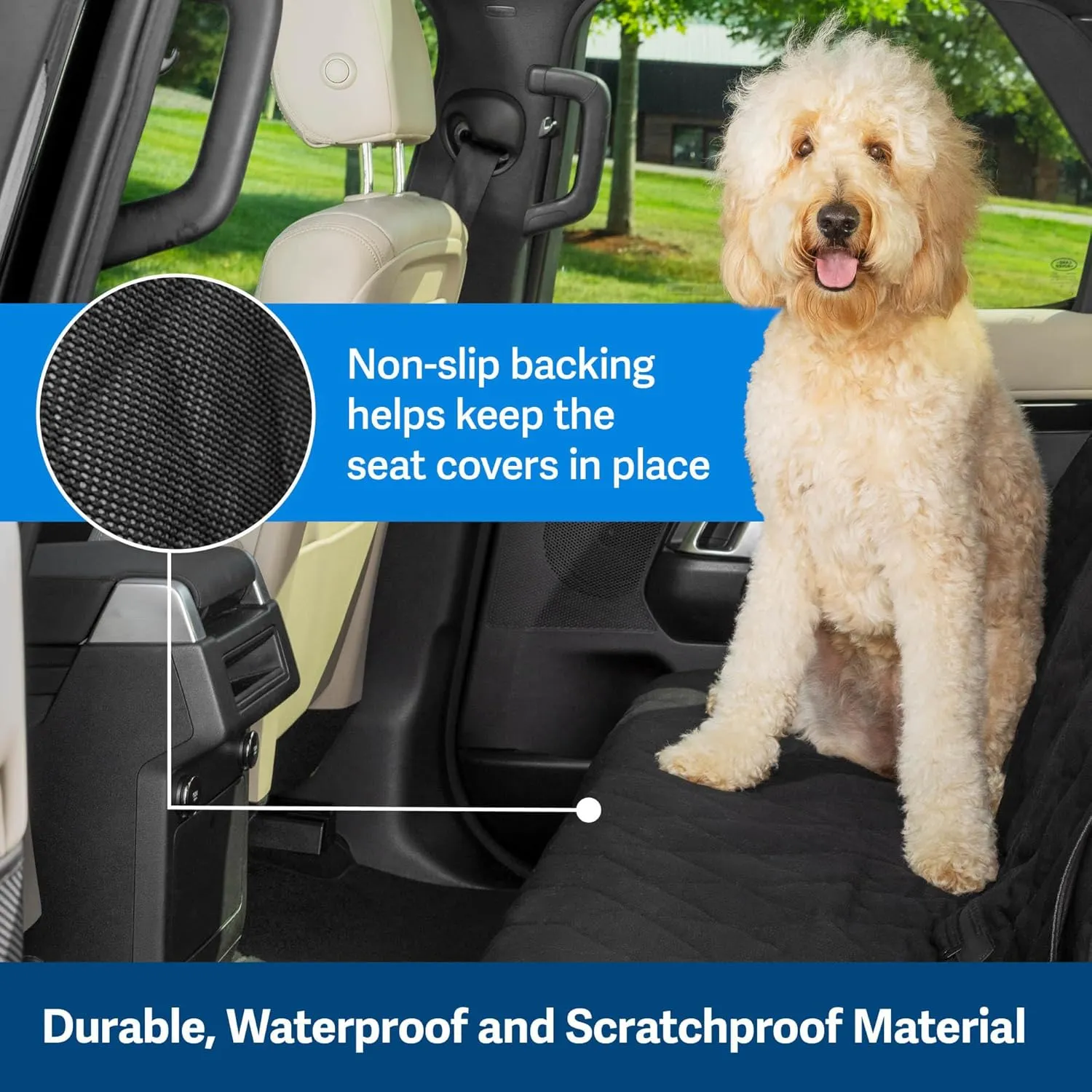PetSafe Happy Ride Quilted Bench Seat Cover – Waterproof and Durable – Machine Washable – Fits Most Cars, Trucks and SUVs – Backseat Protection for Pet Paws, Scratches and Dog Hair