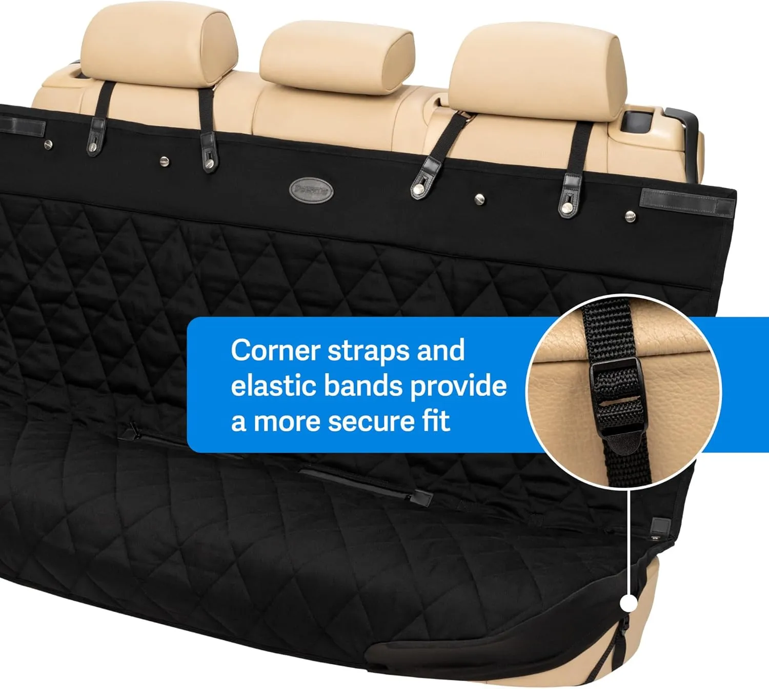 PetSafe Happy Ride Quilted Bench Seat Cover – Waterproof and Durable – Machine Washable – Fits Most Cars, Trucks and SUVs – Backseat Protection for Pet Paws, Scratches and Dog Hair