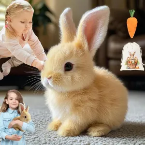 Petsboro Bunny Pal, Sherum Bunnypal, Fanyil Bunnypal, Realistic Bunny Toy, Interactive Bunny Realistic Bunny - Jumping, Twitching, and Shaking Ears (Brown)