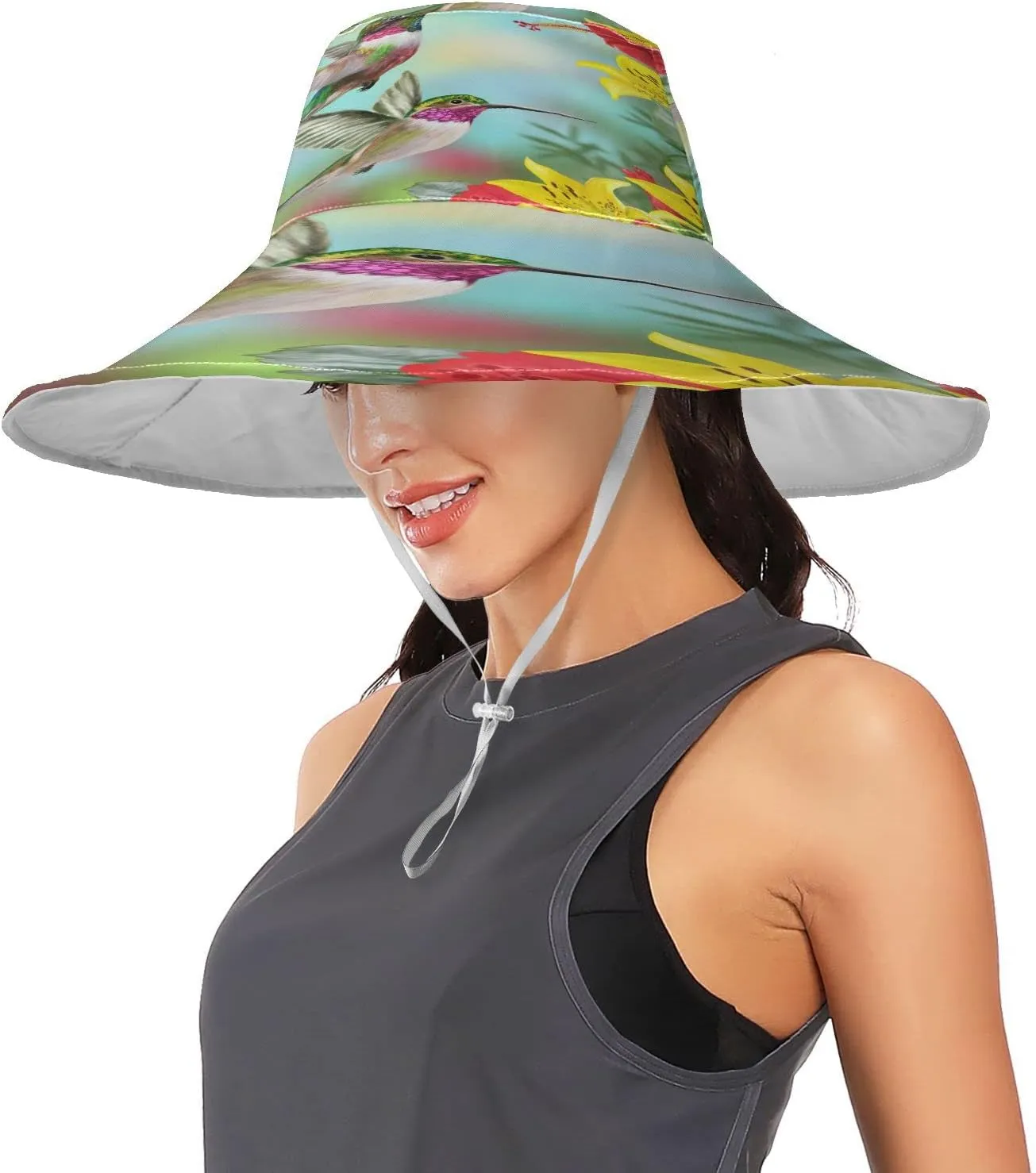 Pfrewn Women's Gardening Hat Wide Brim Sun Hats Waterproof Foldable UV Protection Hat for Garden