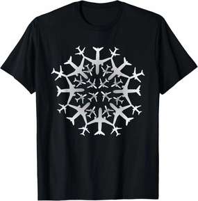 Pilot Gift Snowflake Airplanes Christmas Snow Aviation Plane T-Shirt