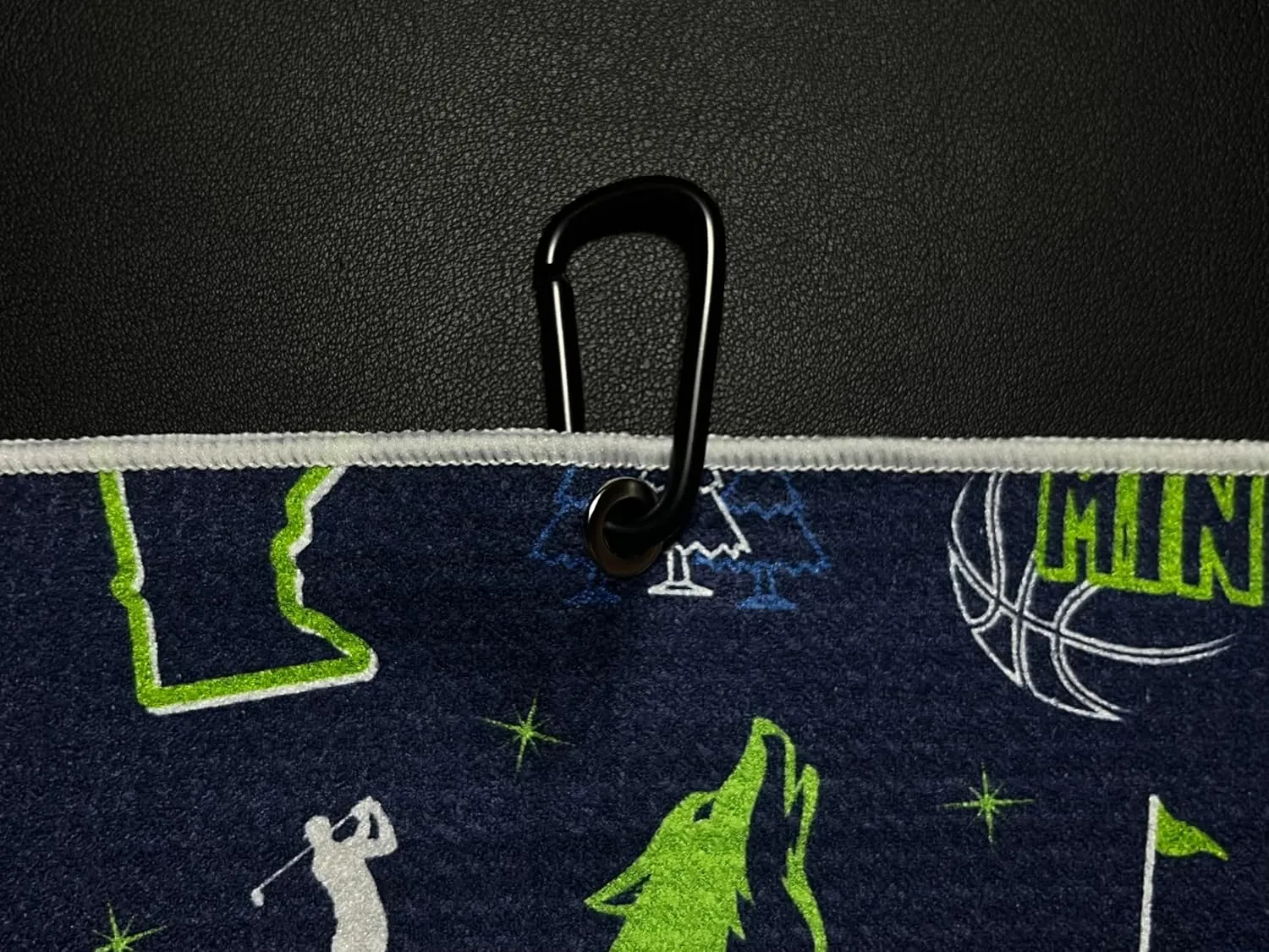 Pin Hunters Golf Towel | Premium Microfiber Waffle Towel with Carabiner Clip | California, Las Vegas, Minnesota, USA | 31” x 15.5” (Minnesota Basketball)
