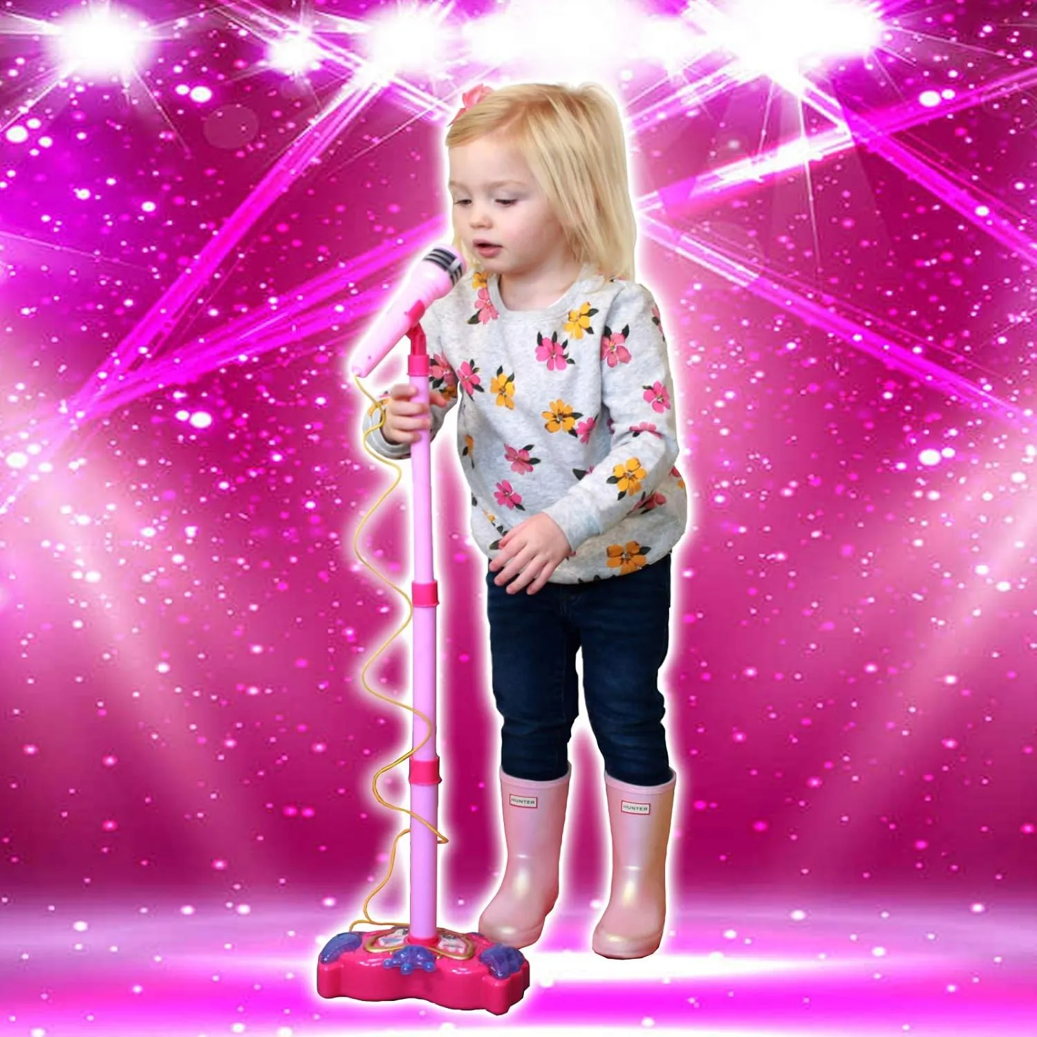 Pink Karaoke Machine for Kids Music Player with Microphone, Girls Ages 3 and Up