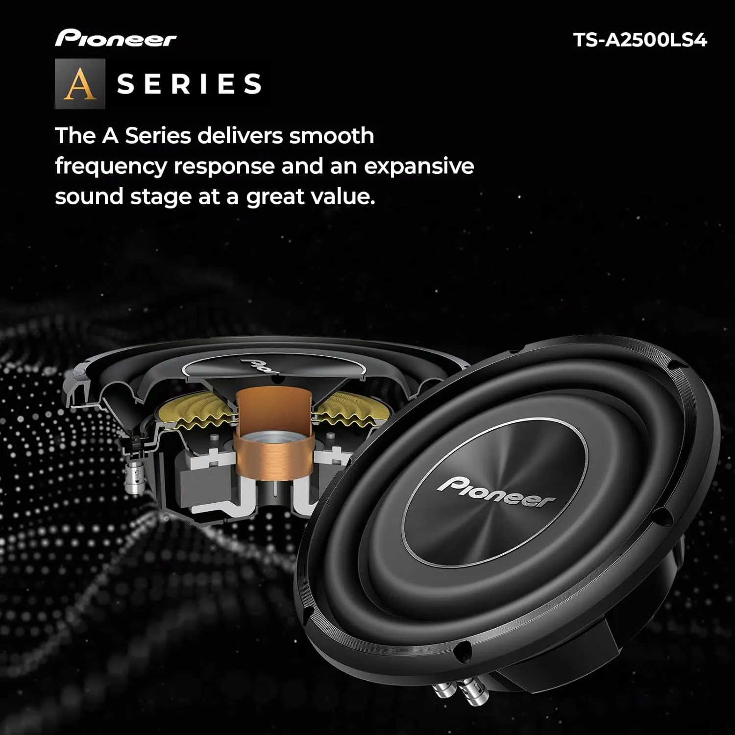 Pioneer TS-A2500LS4 10” Shallow Mount Component Subwoofer, 1200 Watts Max Power