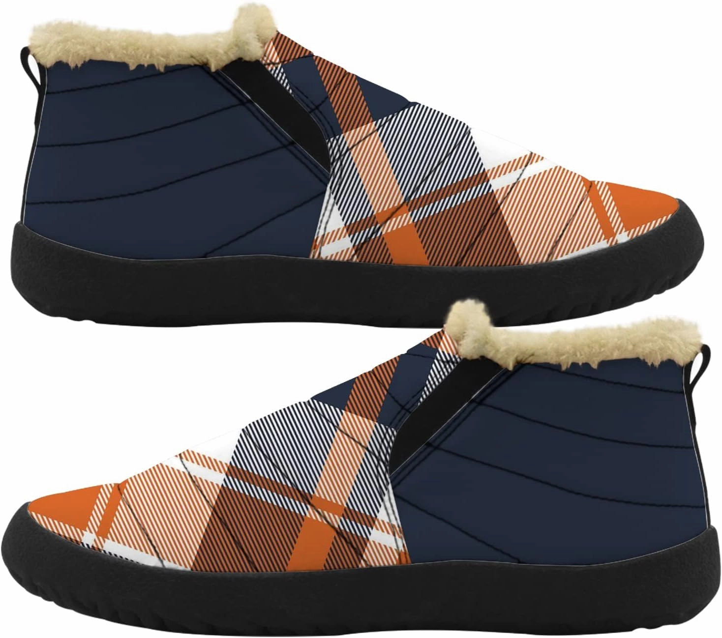 Plaid Buffalo Snow Boots for Men Women Winter Shoes Low Top Fashion Sneakers Slip on Ankle Booties Valentines Day Gifts