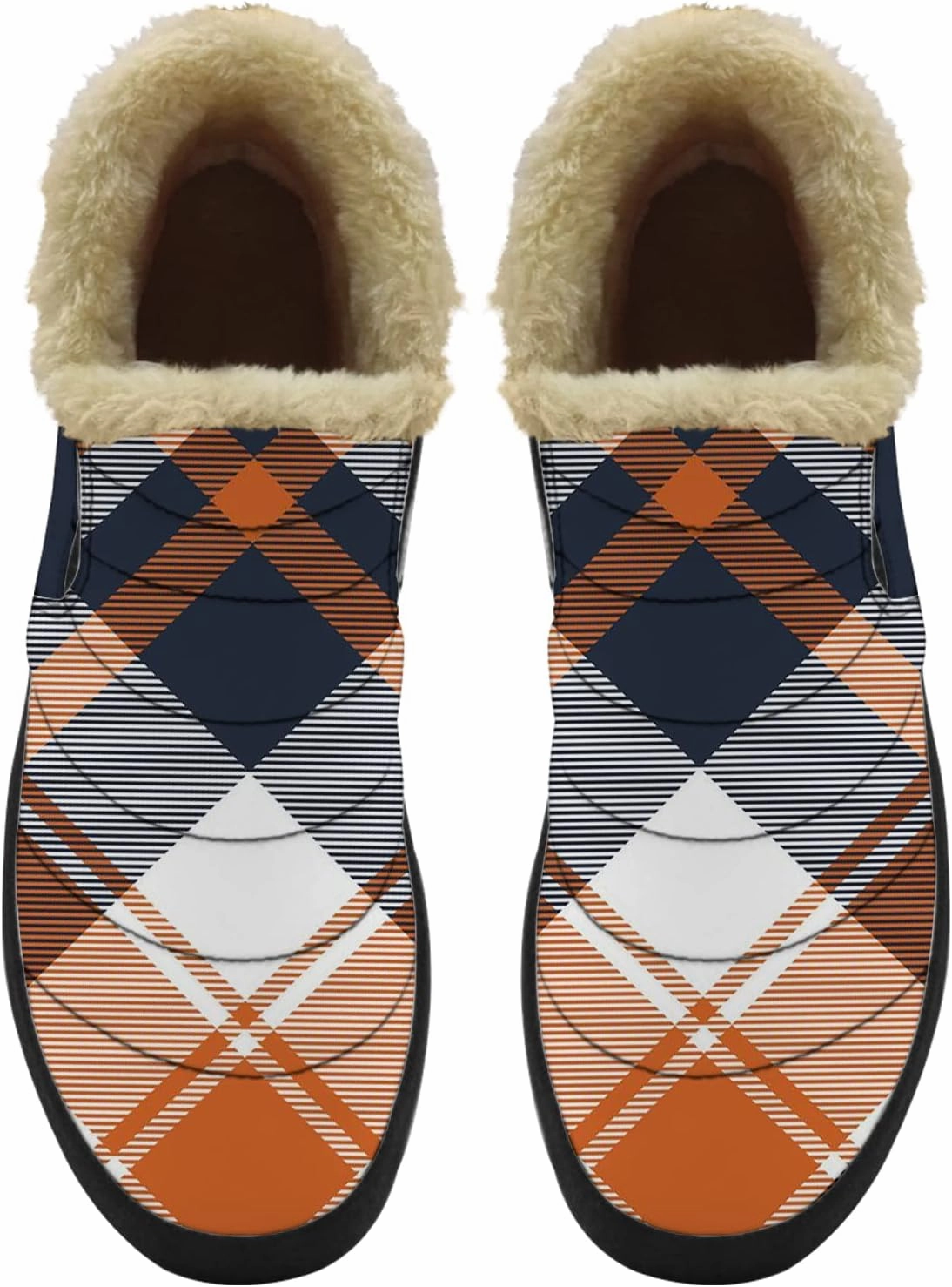 Plaid Buffalo Snow Boots for Men Women Winter Shoes Low Top Fashion Sneakers Slip on Ankle Booties Valentines Day Gifts