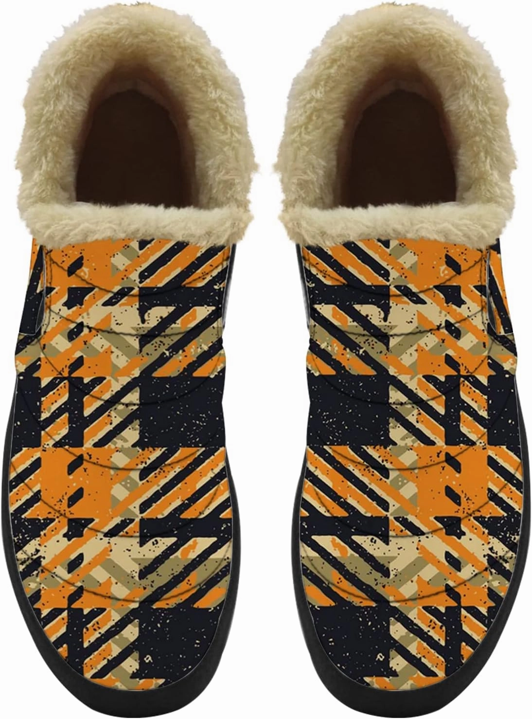 Plaid Buffalo Snow Boots for Men Women Winter Shoes Low Top Fashion Sneakers Slip on Ankle Booties Valentines Day Gifts