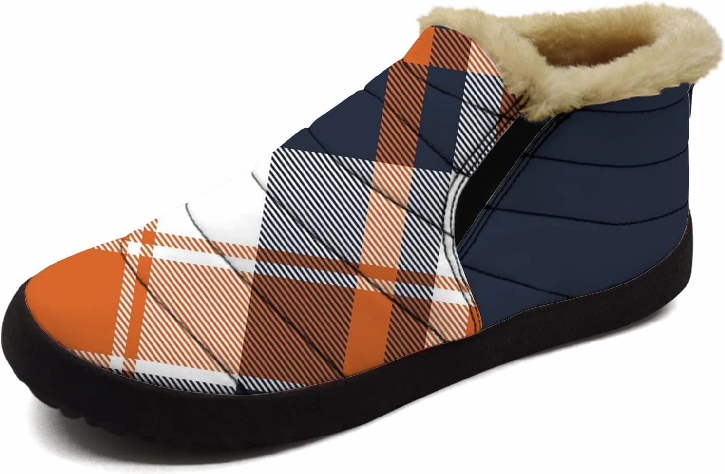 Plaid Buffalo Snow Boots for Men Women Winter Shoes Low Top Fashion Sneakers Slip on Ankle Booties Valentines Day Gifts