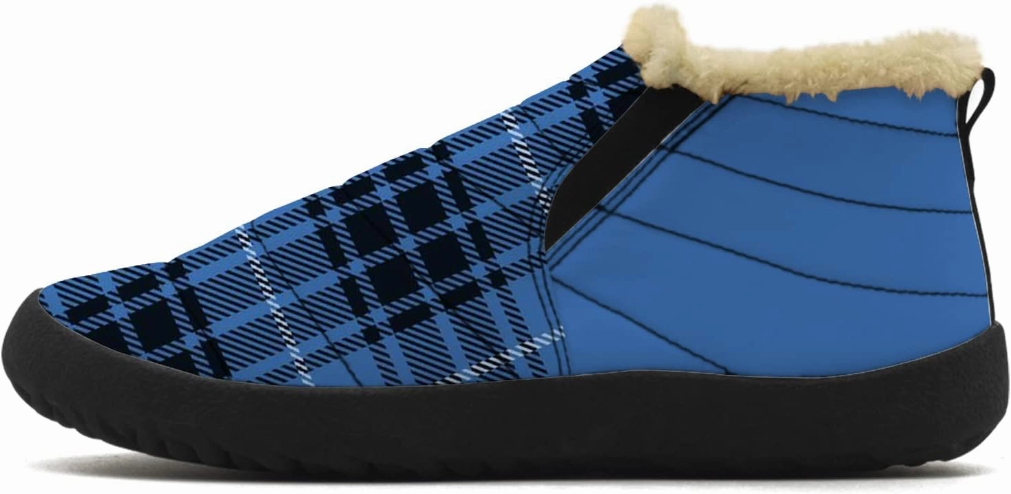 Plaid Buffalo Snow Boots for Men Women Winter Shoes Low Top Fashion Sneakers Slip on Ankle Booties Valentines Day Gifts