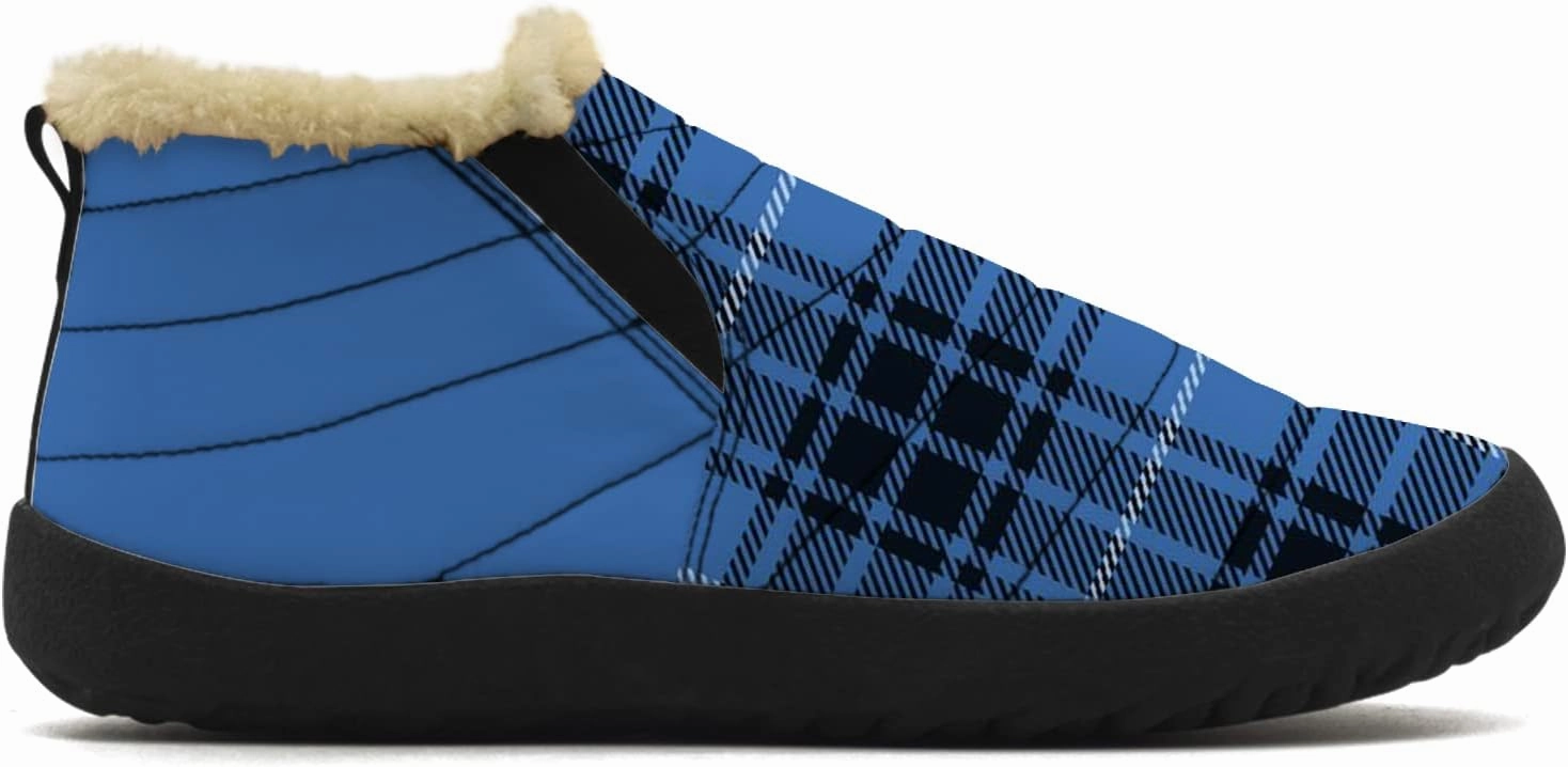 Plaid Buffalo Snow Boots for Men Women Winter Shoes Low Top Fashion Sneakers Slip on Ankle Booties Valentines Day Gifts