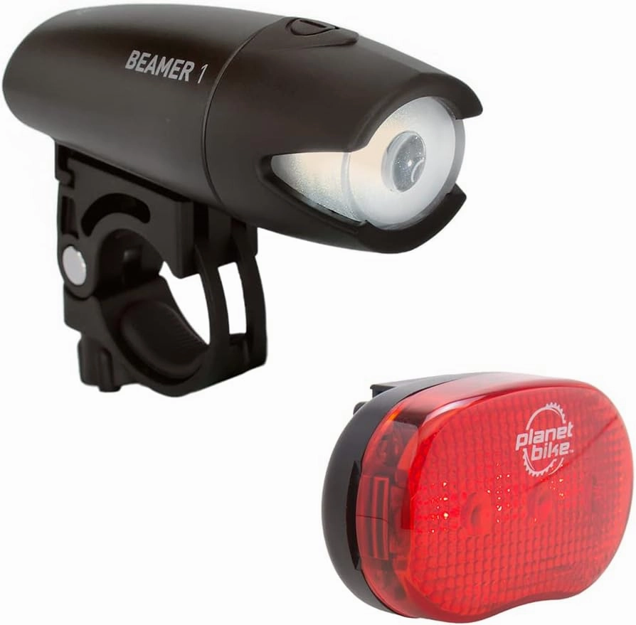 Planet Bike Beamer 1 & Blinky 3 Bike Light Set, White Head/Red Tail