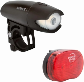 Planet Bike Beamer 1 & Blinky 3 Bike Light Set, White Head/Red Tail