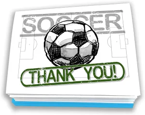 Play Strong Soccer Thank You Note Cards 12-Pack (4.25"x5.5") Illustrated Sports Powercard Note Card Set 12-Pack Perfect for Soccer Players, Coaches, Fans and Fanatics - They'll Love 'Em!