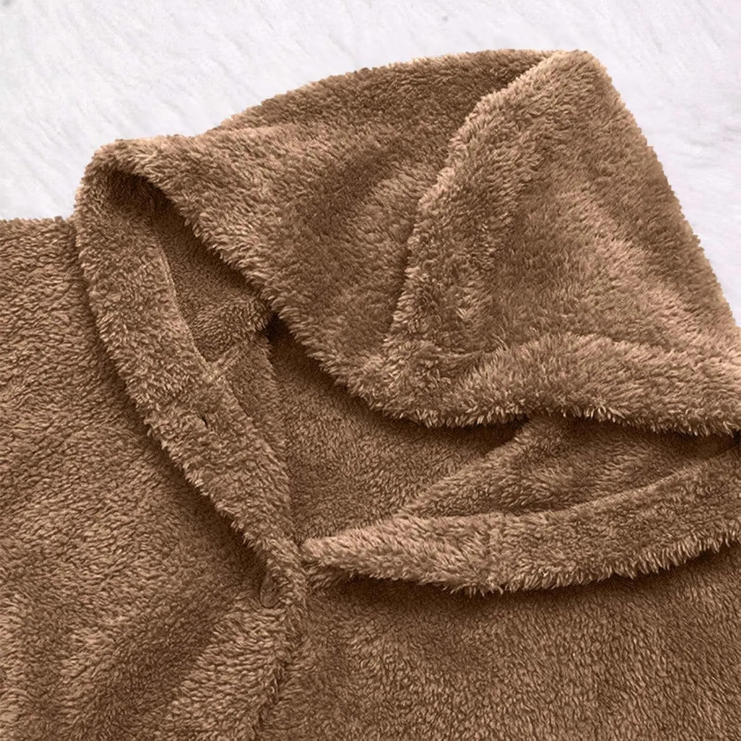 Plus Size Sherpa Tops For Women Casual Loose Button Down Hooded Fuzzy Fleece Jackets Warm Winter Loungewear
