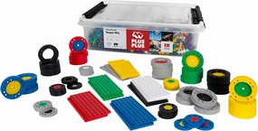 PLUS PLUS - GO! Educational Tub Wheel Mix - 2,600 Pieces / 15 Baseplates / 24 Wheels / 36 Big Wheels - Construction Building Stem/Steam Toy, Kids Mini Puzzle Blocks