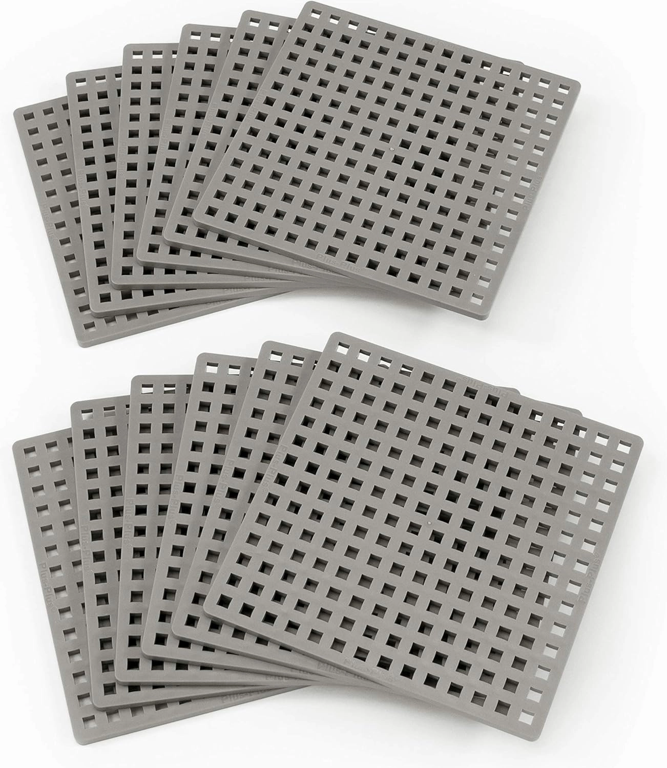 PLUS PLUS – Gray Baseplate, 12 Pack – Base Accessory for Building and displaying Creations, 4.5 X 4.5 inches, Construction Building STEM | STEAM Toy for Kids