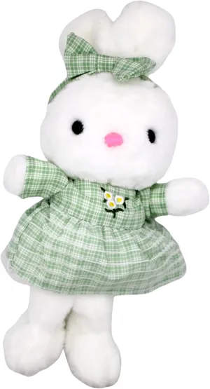 Plush Bunny Rabbit 15" Toy Doll, Soft Stuffed Animal, Easter Basket Gift, Nursery Decor, Girl Birthday Gift Idea (Green)