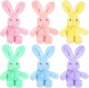 Plush Stuffed Animals cute 9.84'' Cuddly Toys Soft Plushies with Bowtie Macaron Color for Party Basket Stuffers Mother's Day Birthday Weeding Baby Shower Gifts(12 Pcs,Bunny)
